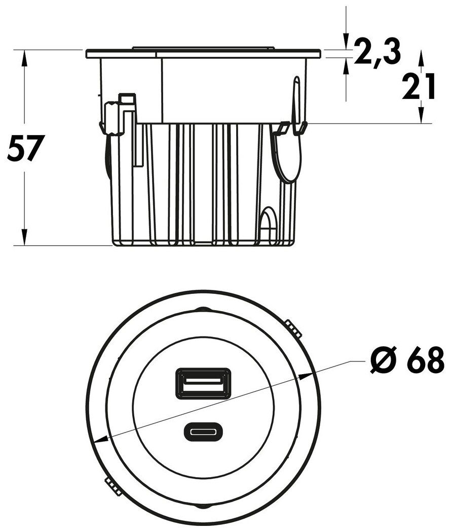 Naber VersaDot Lite USB A/C, Ladestation, mit belgischem/französischem Stecker, weiß matt