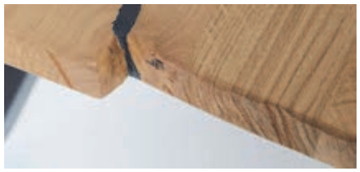 Aufpreis Holzfällerkante, schwarz ausgekittet