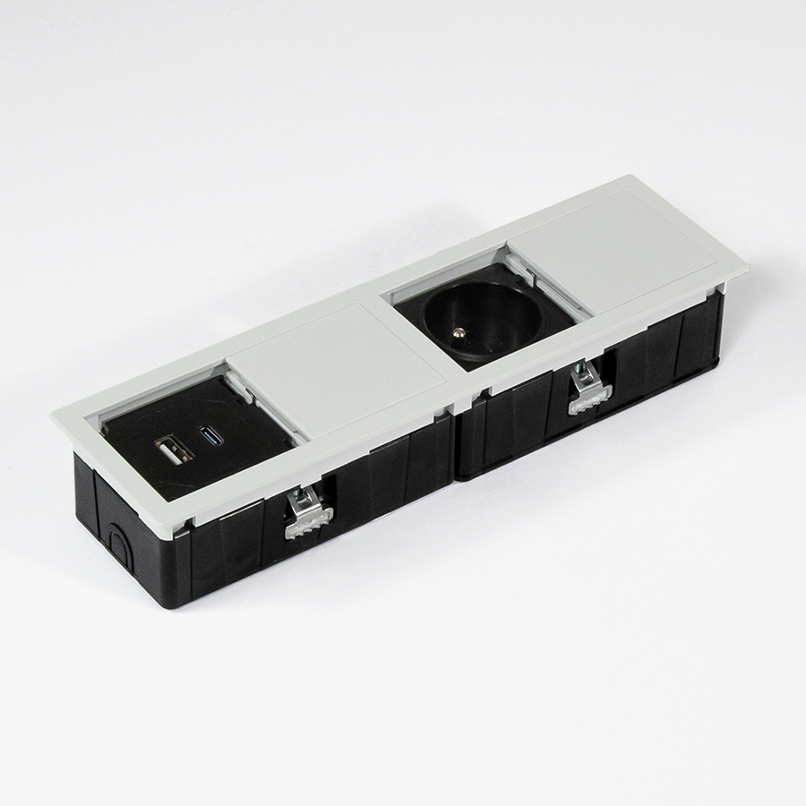 Naber VersaHit Mono Combi USB A/C, Steckdosenelement, mit belgischer/französischer Steckdose, weiß matt
