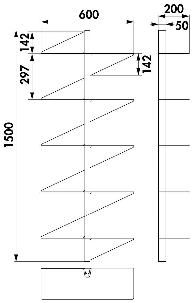 Naber transFORM Regalsystem Sail, Regalsystem, 1500 x 600 x 200 mm (H x B x T), 5 Böden