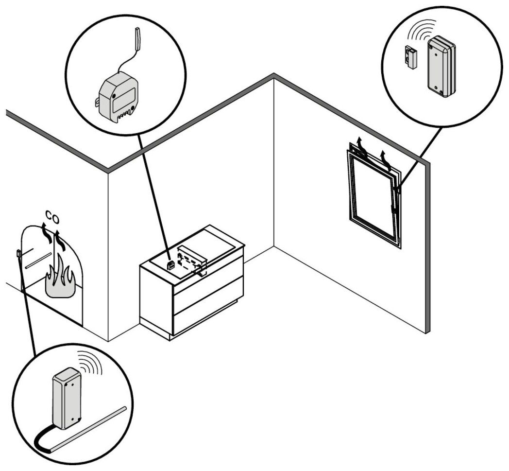 Naber Fensterkontaktschalter für Muldenlüfter, Fensterkontaktschalter, mit externer Antenne, weiß