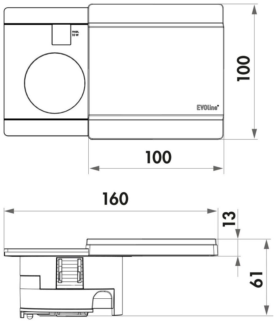 Naber Evoline® Circle80 mit Schiebedeckel, Steckdosenelement, schwarz matt