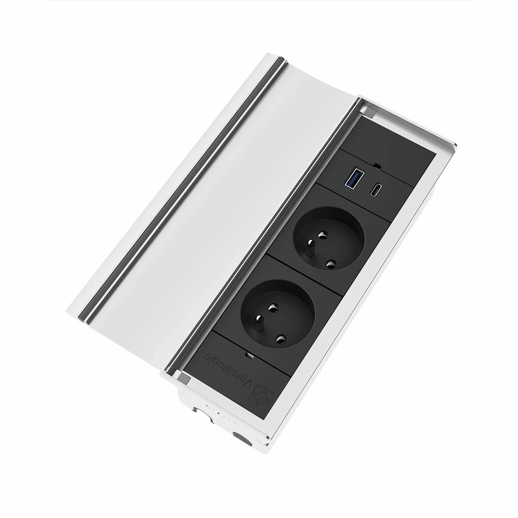 Naber VersaLid USB A/C, Steckdosenelement, mit belgischen/französischen Steckdosen, Deckel weiß matt