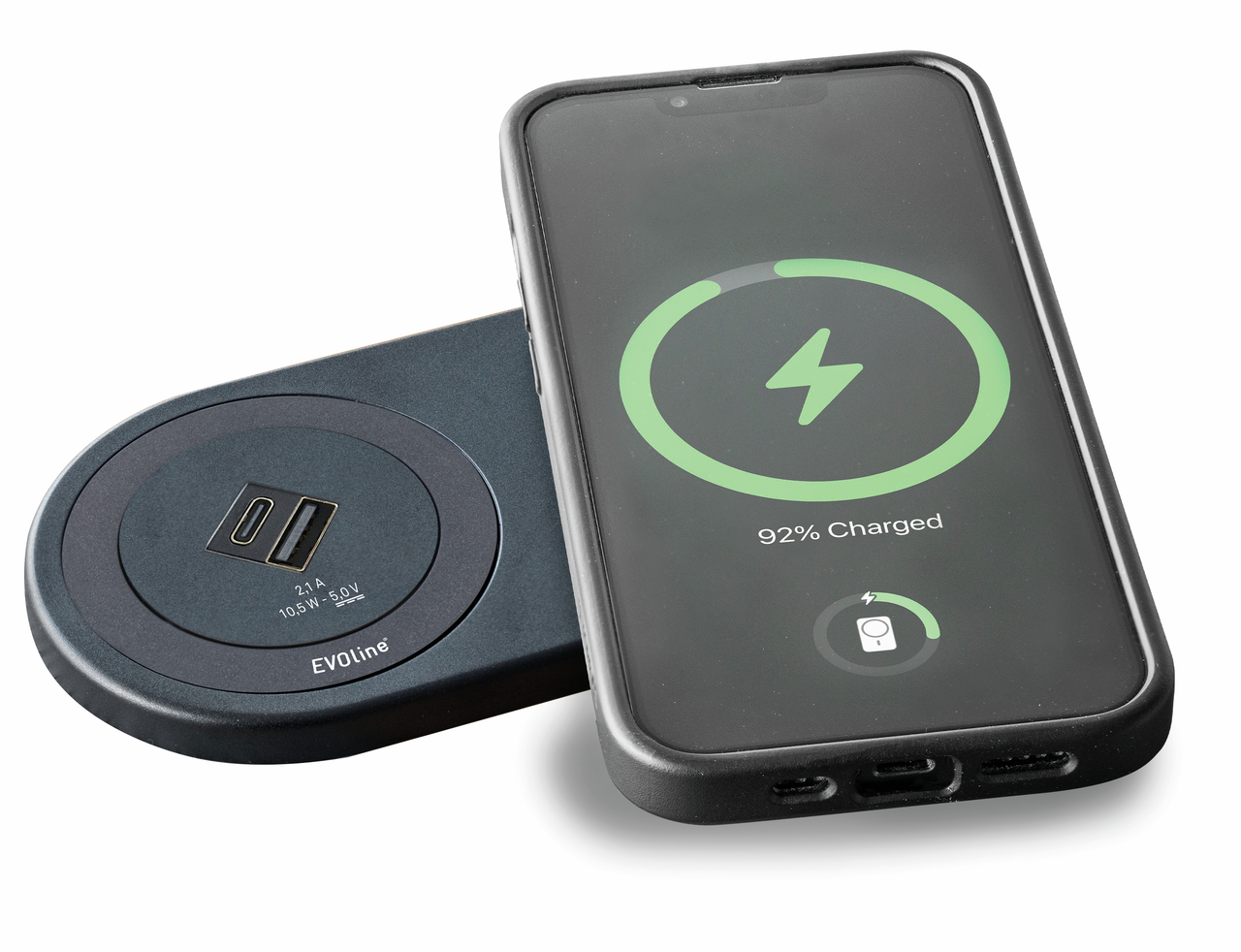 Naber Evoline® One DisQ USB A+C Qi, Ladestation, mit belgischem/französischem Stecker, schwarz matt