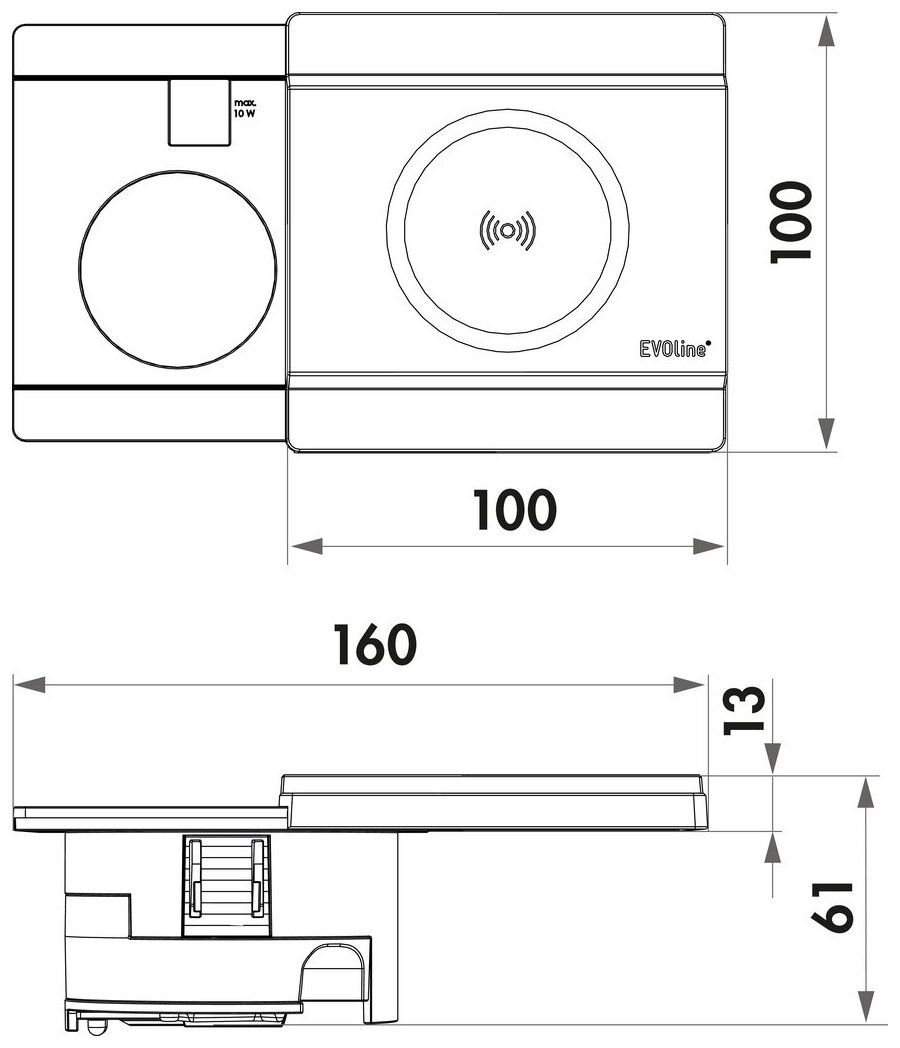 Naber Evoline® Circle80 mit Schiebedeckel DisQ, Steckdosenelement, schwarz matt