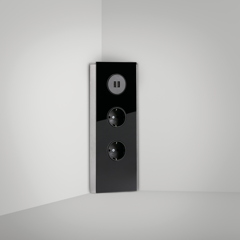 Mira Eck Glas USB, Ecksteckdosenelement