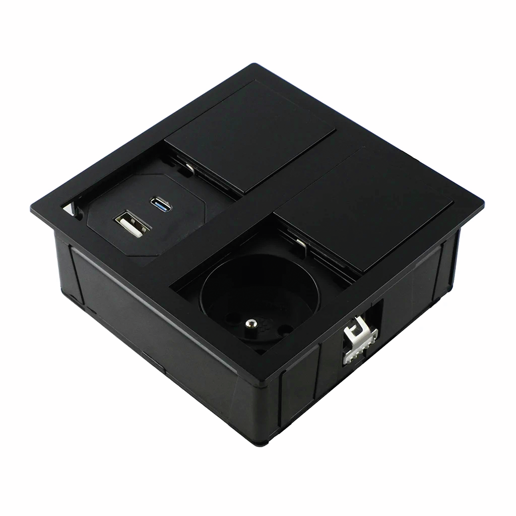 Naber VersaHit Dual USB A/C , Steckdosenelement, mit belgischer/französischer Steckdose, schwarz matt