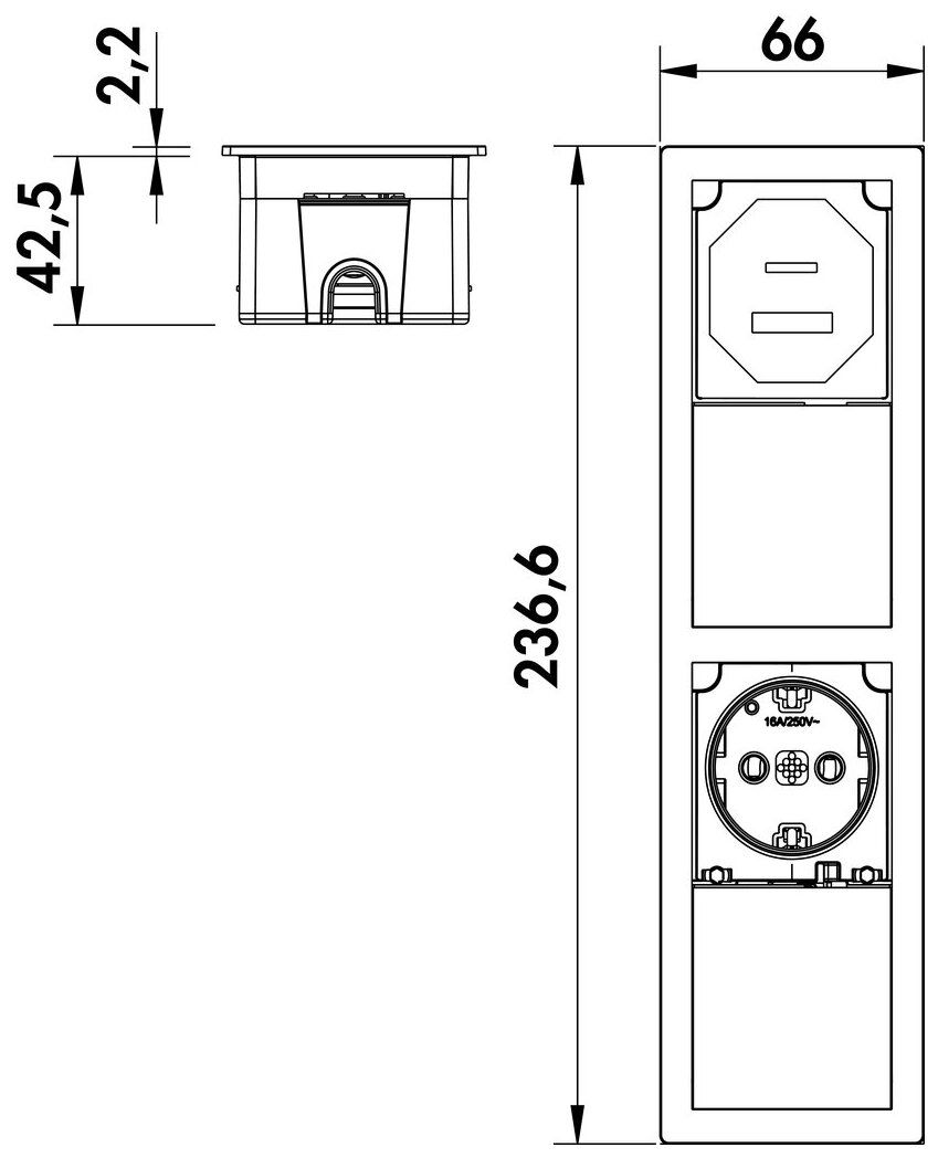 Naber VersaHit Mono Combi USB A/C, Steckdosenelement, mit belgischer/französischer Steckdose, schwarz matt