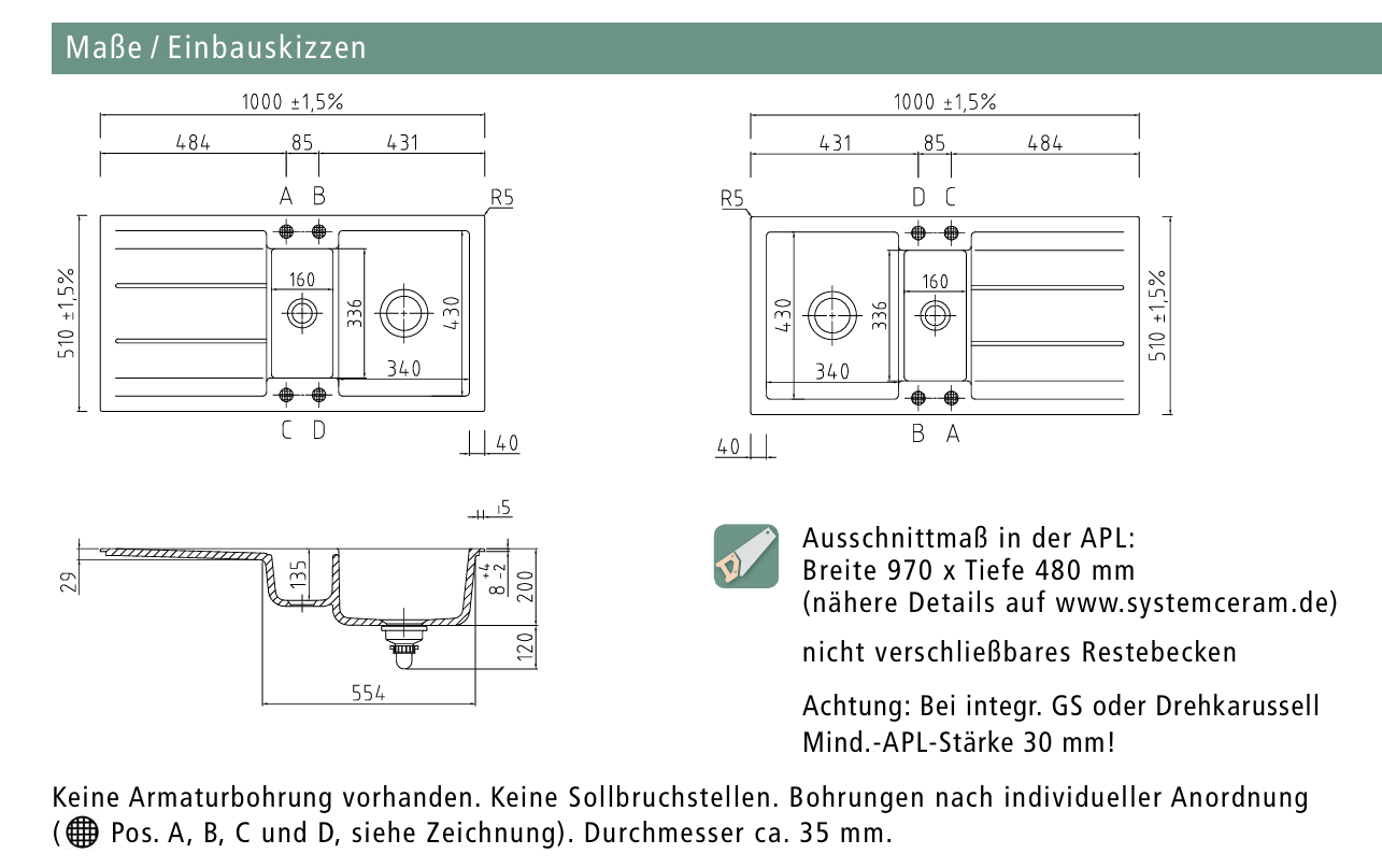 Systemceram Spüle KeraDomo Genea 100