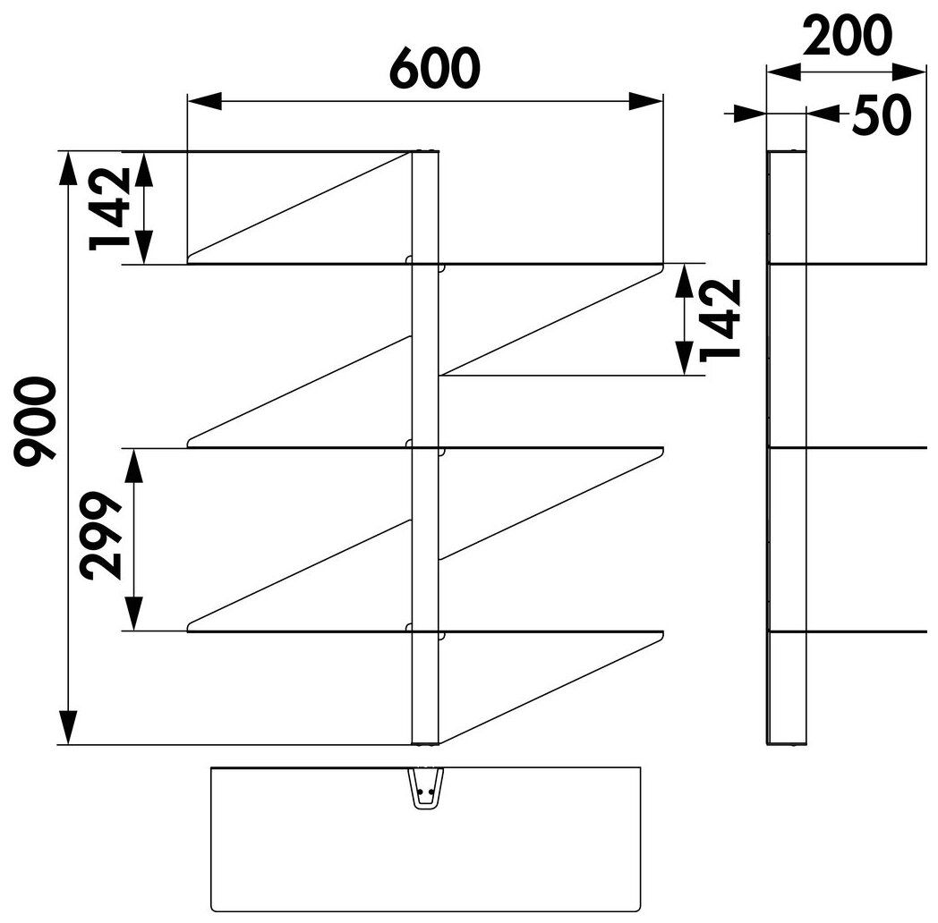 Naber transFORM Regalsystem Sail, Regalsystem, 900 x 600 x 200 mm (H x B x T), 3 Böden
