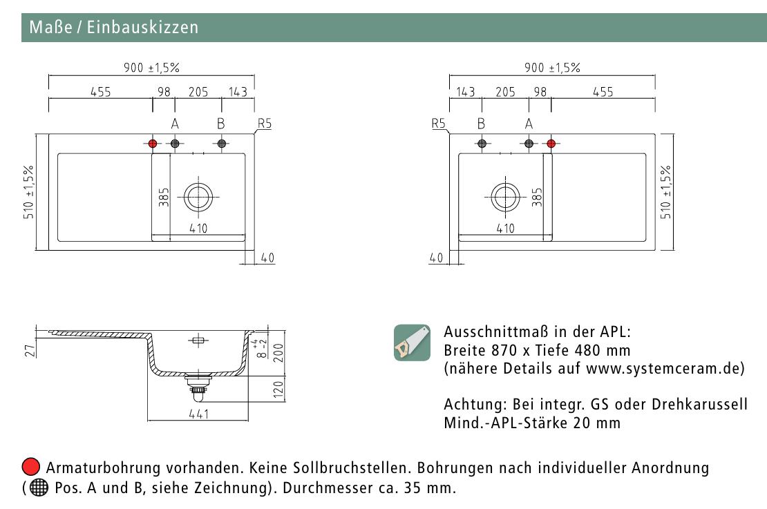 Systemceram Spüle KeraDomo Mera 90