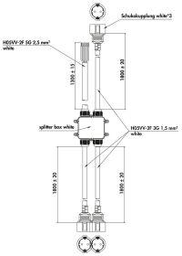 Naber Küchenanschlussbox für Einzelgeräte, Verteiler, 1,8 m/1,3 m (Zuleitung) Kabellänge, weiß