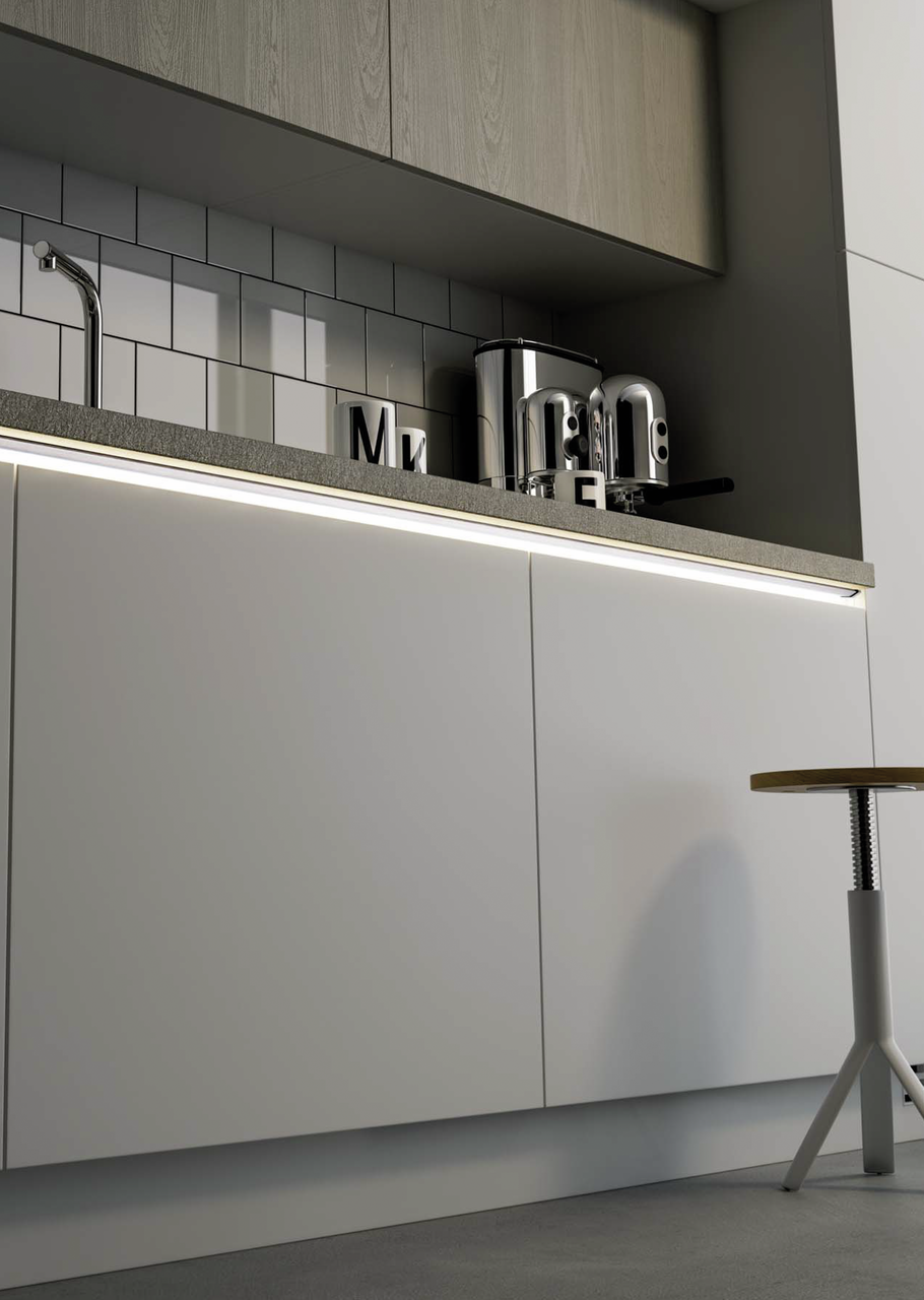 Naber Manubrio LED Set 3, Griffleistenbeleuchtung, schwarz matt, für Inselgröße bis max. 380 x 135 cm, LIC/MEC LED-System kompatibel, 12 V