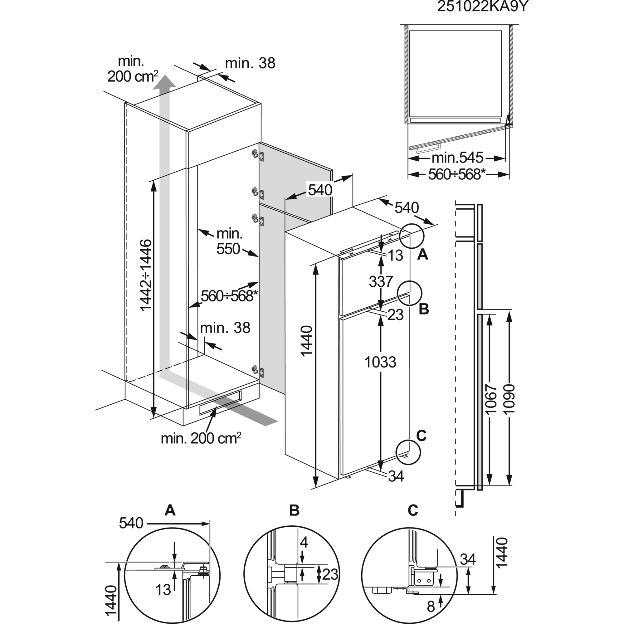 Electrolux KTS3LE14S Kühl- / Gefrierkombination