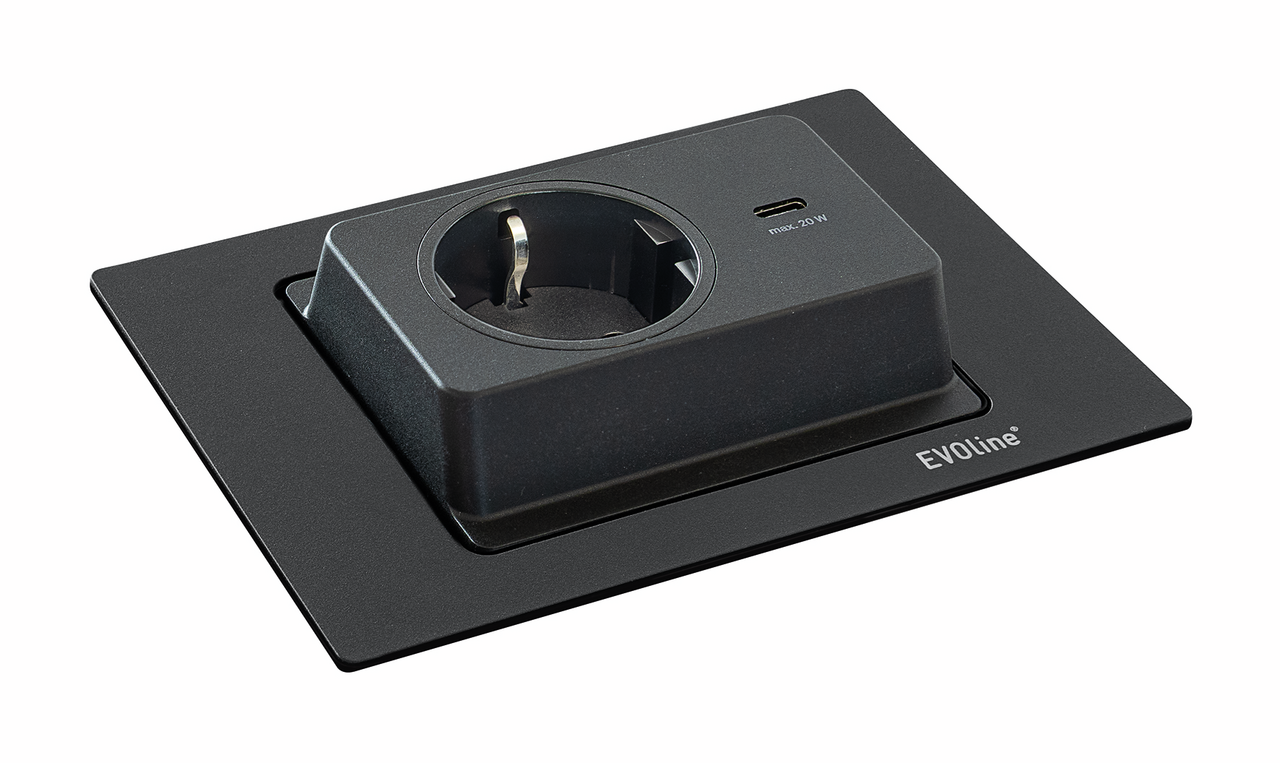 Naber Evoline® Spin USB C, Steckdosenelement, schwarz matt
