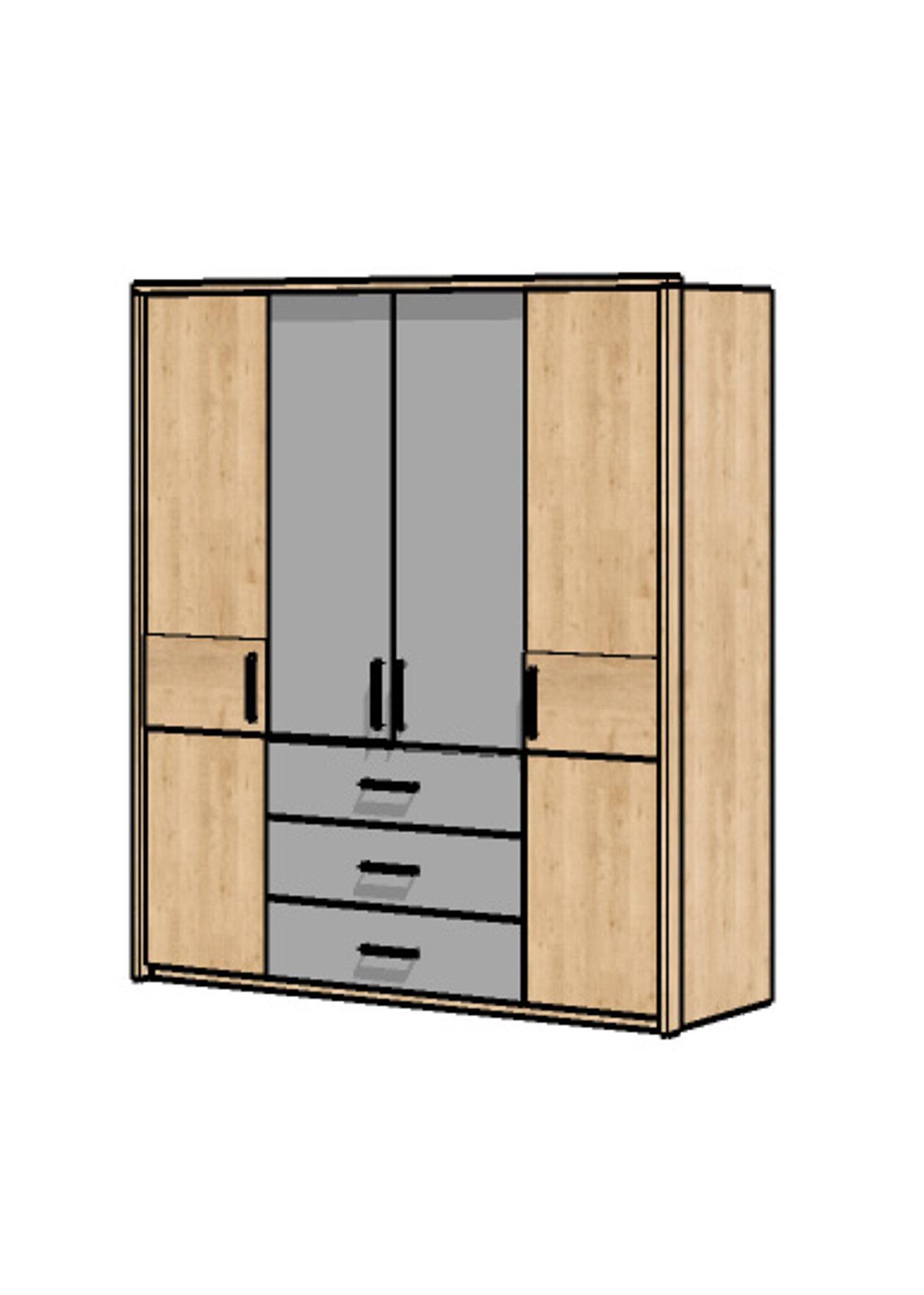 Kleiderschrank Florenz, 4-trg. 3L mit Akzent